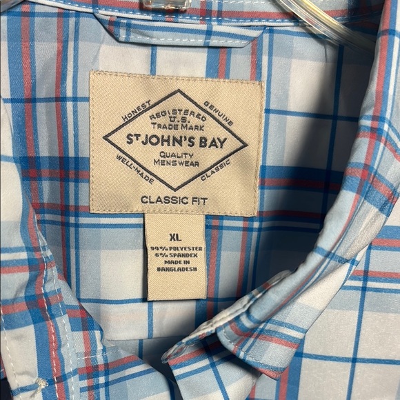St. John’s Bay Men’s Blue and White Casual Button Down Shirt, Coastal - Picture 2 of 8